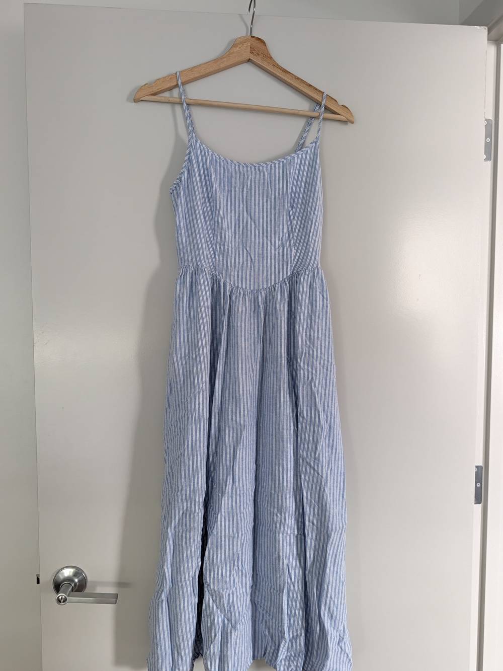 GAP Light Blue and White Striped Maxi Sundress